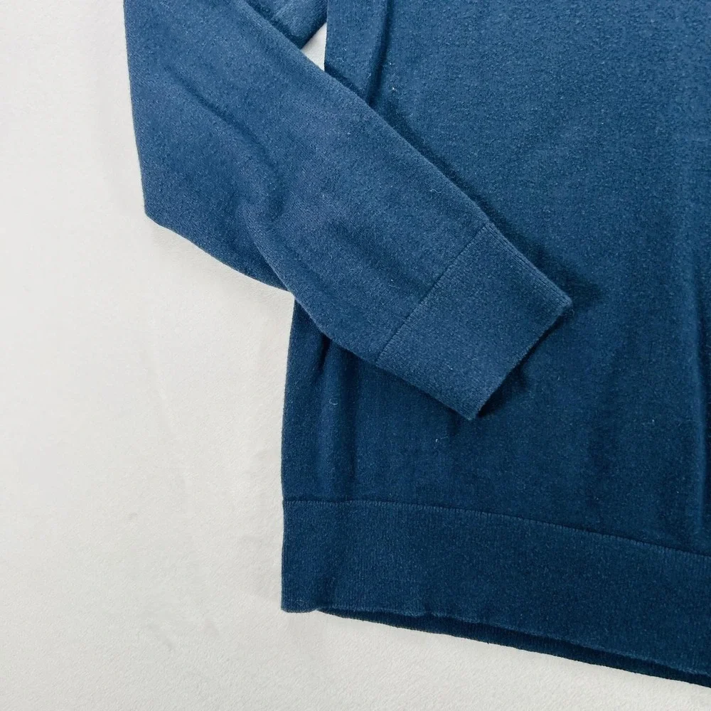 Banana Republic Sweater Mens Medium Blue Mock Neck 1/4 Zip Cotton Cashmere Knit